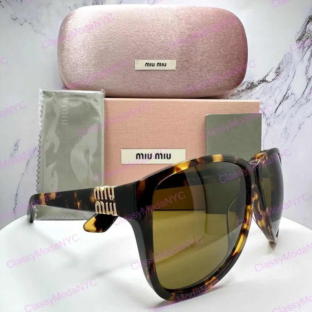 New MIU MIU Sunglasses Aviator Pilot Brown Honey Havana Tortoise